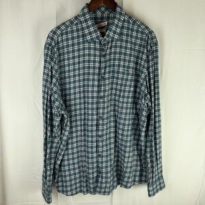 Johnnie O Shirt Mens XXL Blue Plaid Hangin Out Casual Lightweight Flannel